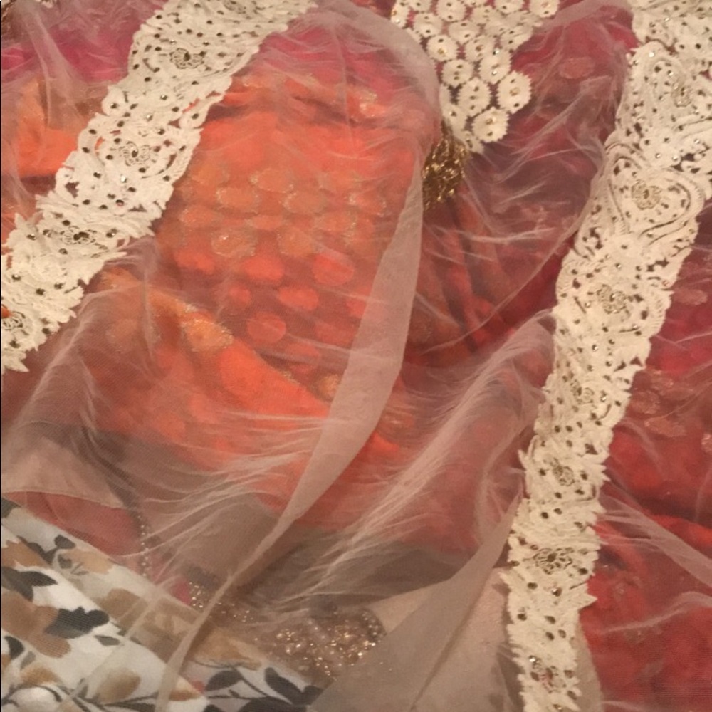 Beautiful orange and red Saree(2) - Picture 2 of 6